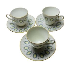 Krautheim & Adelburg K&A Fine China Demitasse Cups Saucers FR166 Set of 3